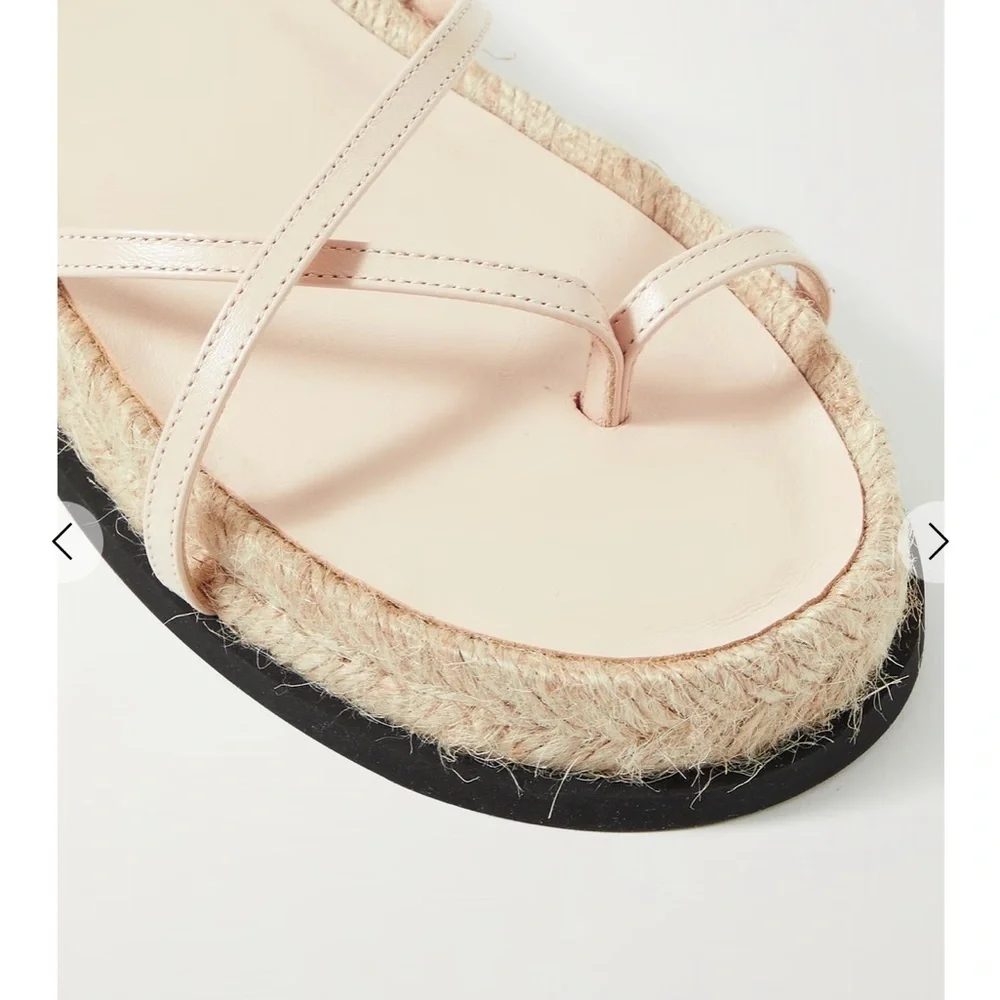 YASMINE LEATHER‎ AND GROSGRAIN ESPADRILLE SANDALS IN BEIGE
